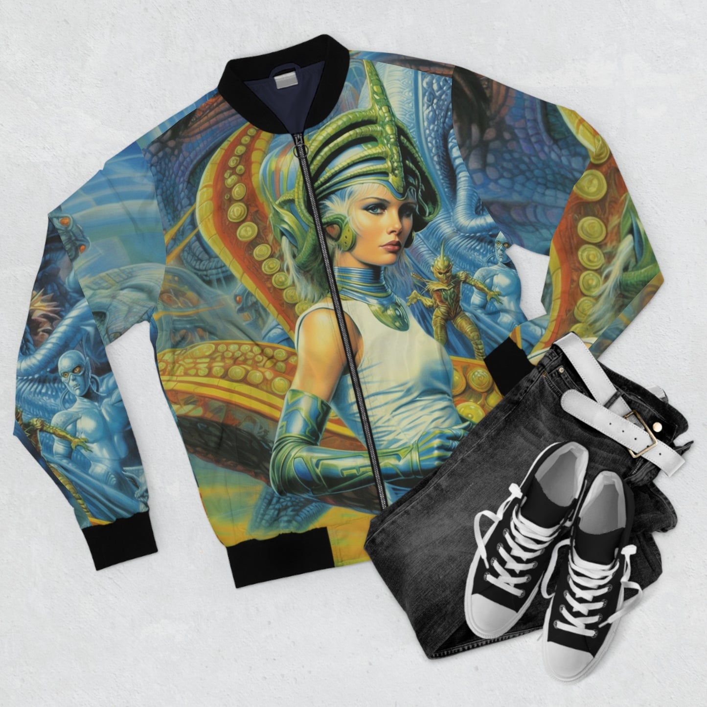 Kraken Encounter Bomber Jacket – Sci-Fi Elegance Meets Adventure Unisex Bomber Jacket