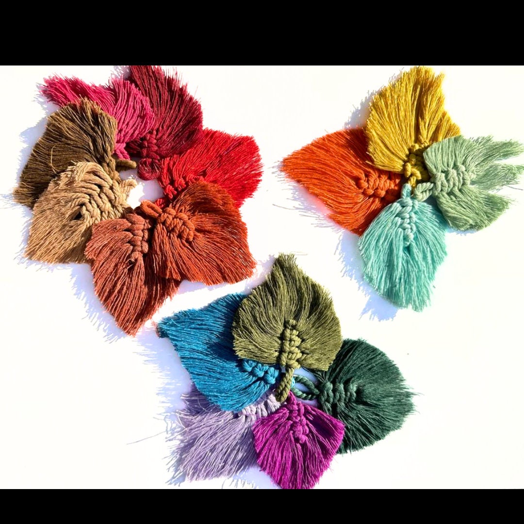 Handmade Macramé Feather Earrings with Gold French Leverback Findings | Choose from 33 Vibrant Colors