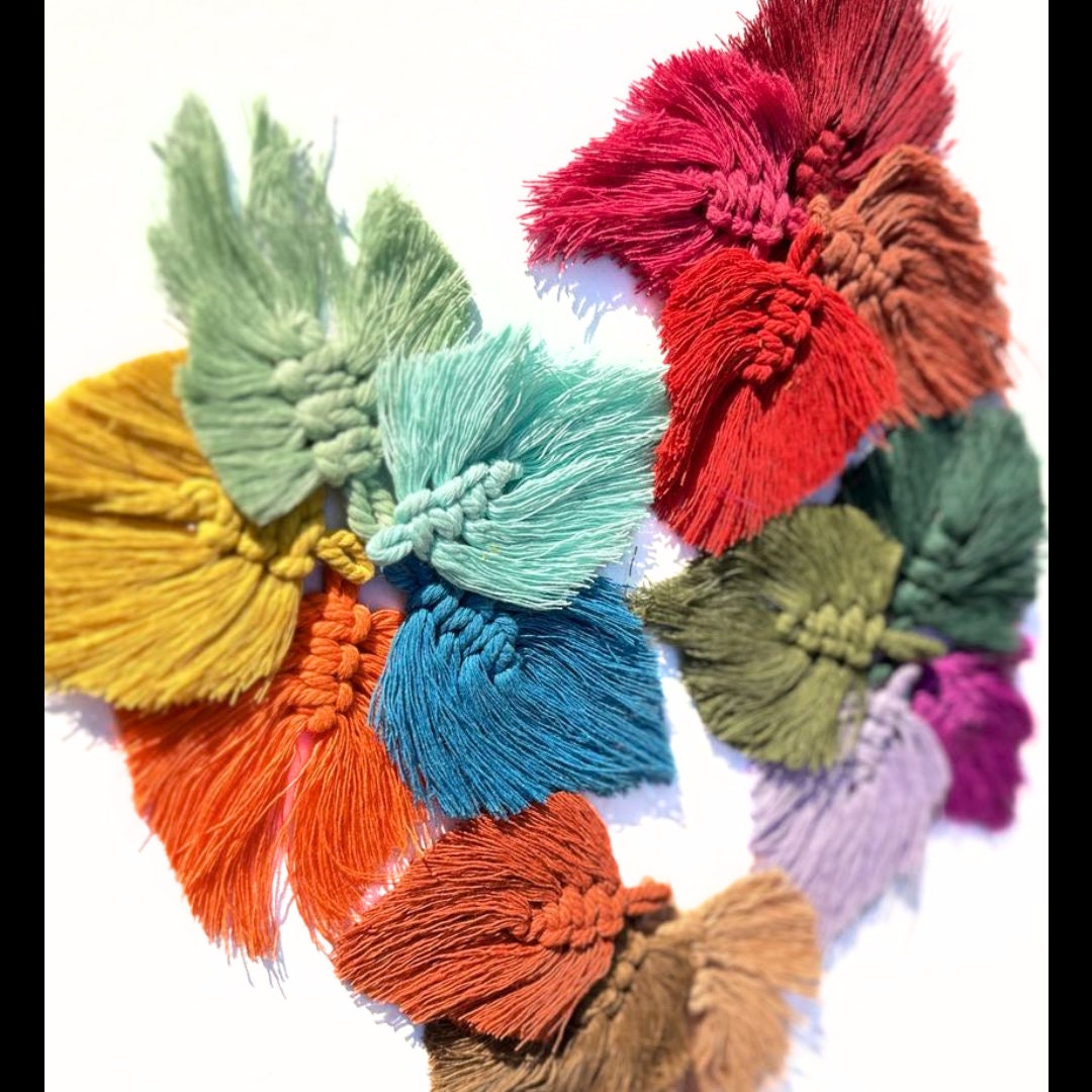 Handmade Macramé Feather Earrings with Gold French Leverback Findings | Choose from 33 Vibrant Colors