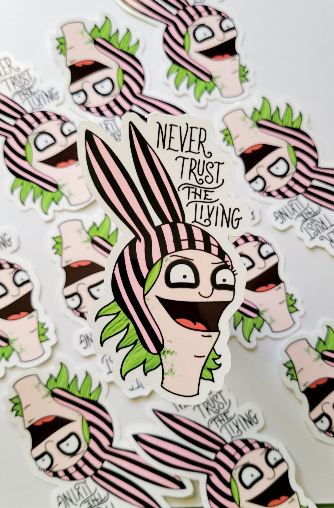 Louise "Never trust the living" Beetlejuice bobs burger sticker