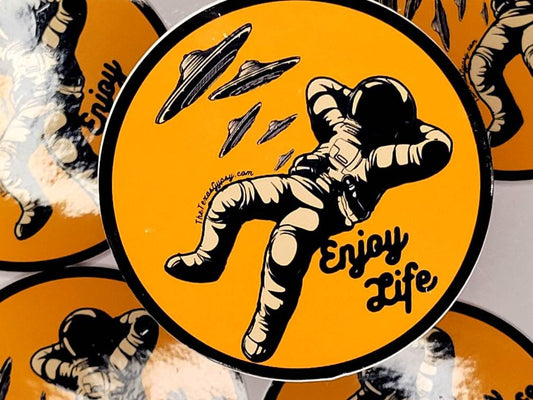 Enjoy life space invader UFO sticker