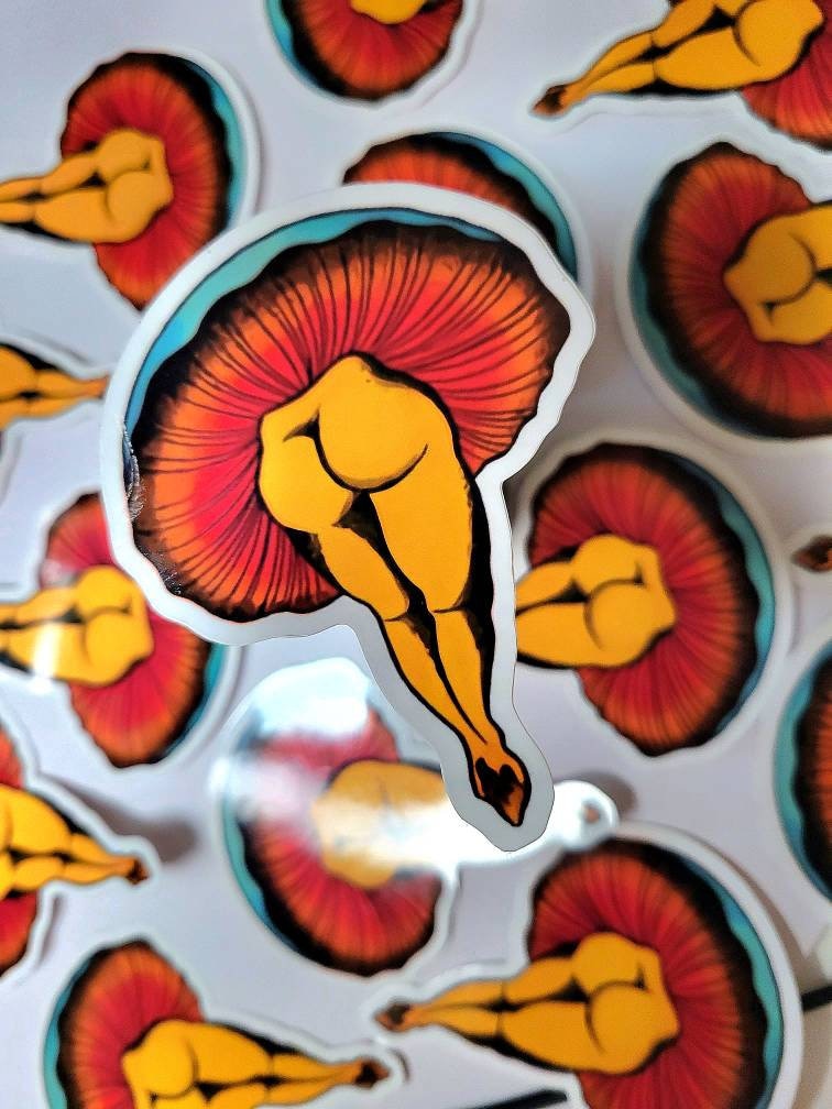 Mushroom cap booty sticker